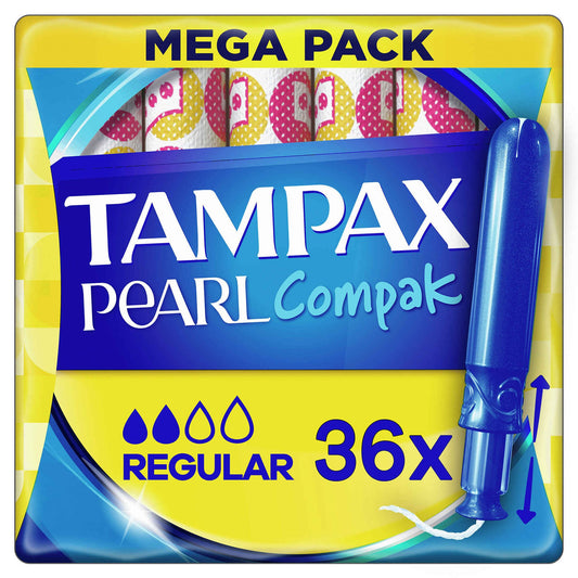 tampax pearl compak regular tampons with applicator pack of 36 feminine hygiene intimate care