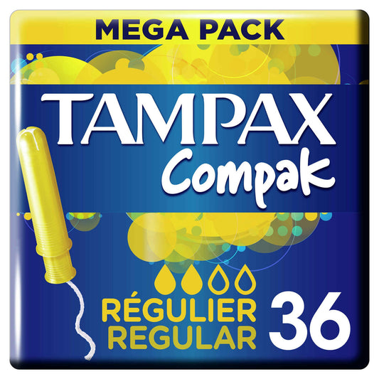 tampax pearl compak regular tampons with applicator pack of 36 feminine hygiene intimate care