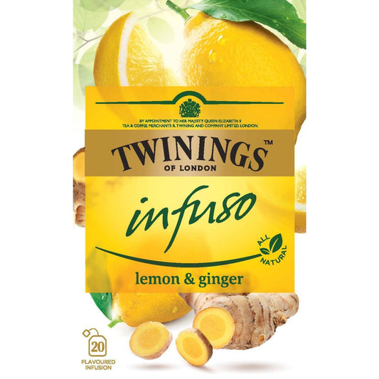 twinings lemon and ginger tea 20 sachets caffeine free warming herbal infusion winter drink